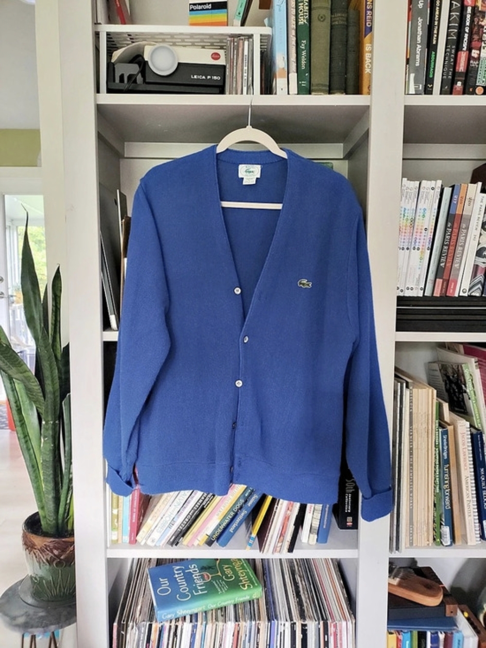 Vintage 80s Lacoste Blue Cardigan | Size Large | Unisex | Washable